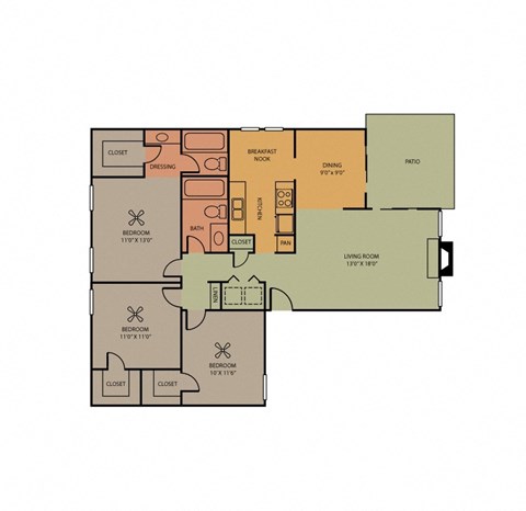 Gatlinburg floor plan of Pavilion Apartment in Arlington, TX